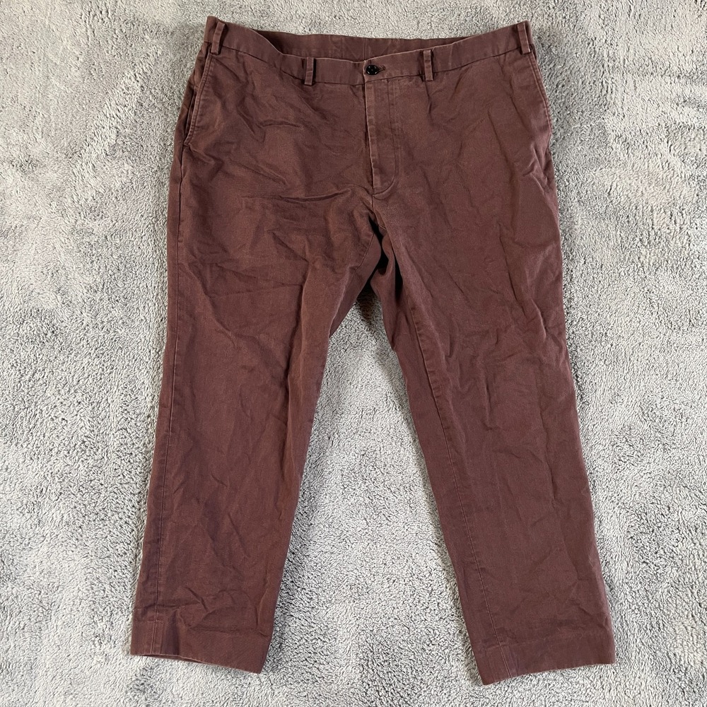 Indochino Chino Pants Mens FITS 38x26 Brown Flat Front Slash Pocket Straight Leg